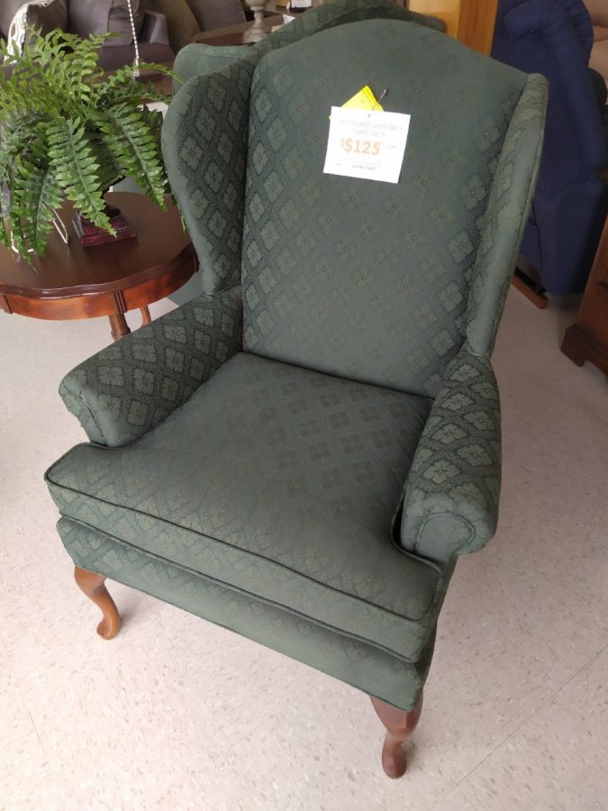 Green Wing Back Chairs Together As A Set of Two With Arm Rests