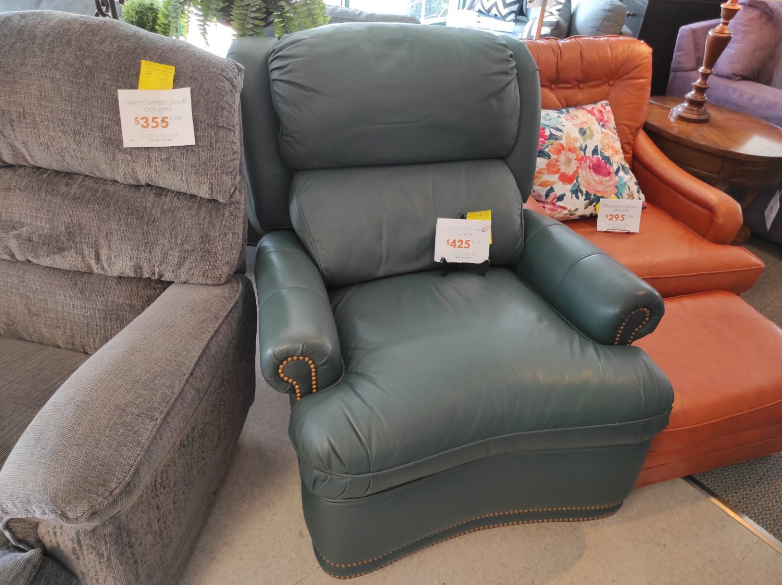 Hunter Green Leather Recliner Roth & Brader Furniture