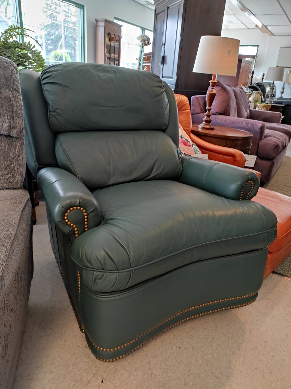 Hunter Green Leather Recliner Roth & Brader Furniture