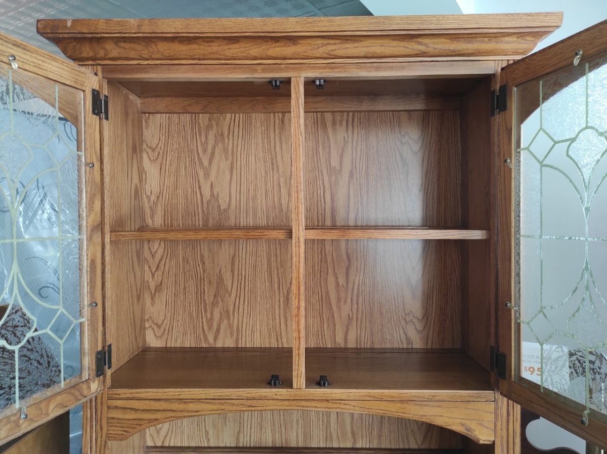 Small Scale Oak Hutch With Glass Doors | Roth &amp; Brader Furniture