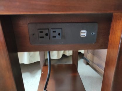 Cherry And Black End Table With Power - Image 2
