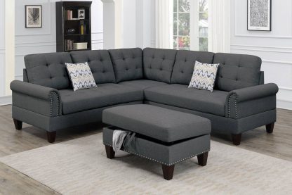 Gray Sectional With Ottoman