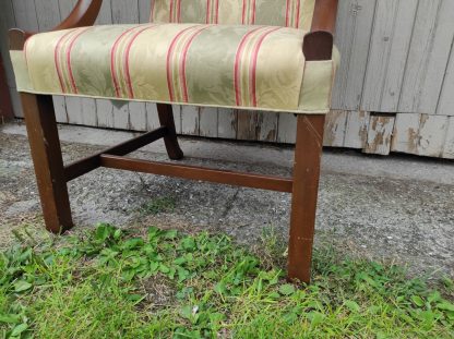 Mahogany Side Chair With Striped Fabric - Image 3