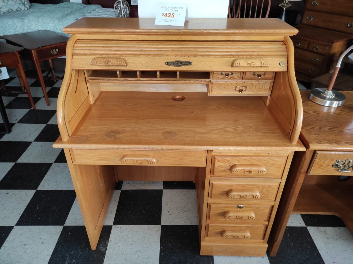 American Lifestyle Oak Roll Top Desk Roth & Brader Furniture