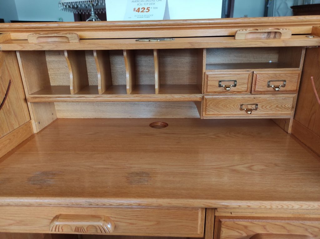 American Lifestyle Oak Roll Top Desk Roth & Brader Furniture
