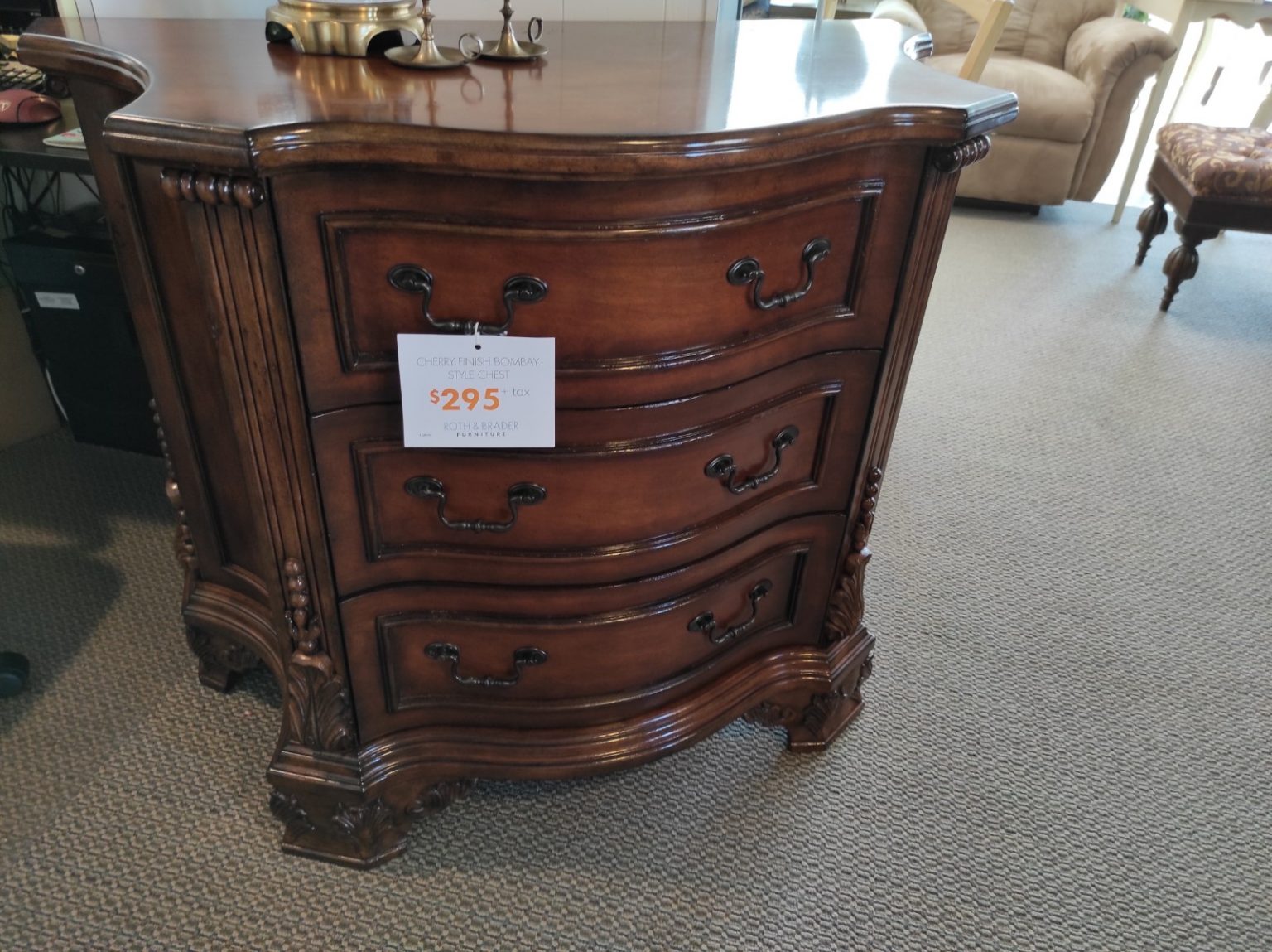 Cherry Finish Bombay Style Chest Roth & Brader Furniture