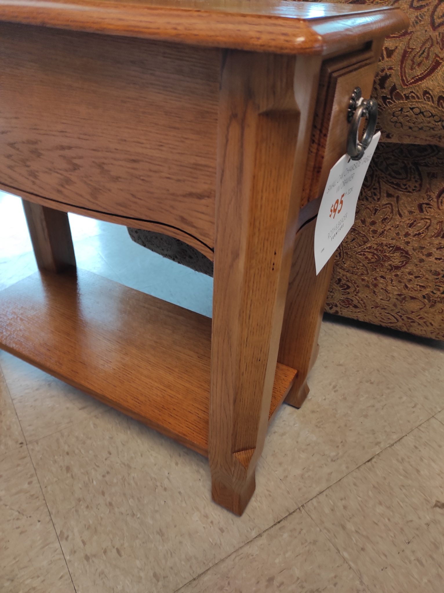 Narrow Solid Oak End Table Roth & Brader Furniture