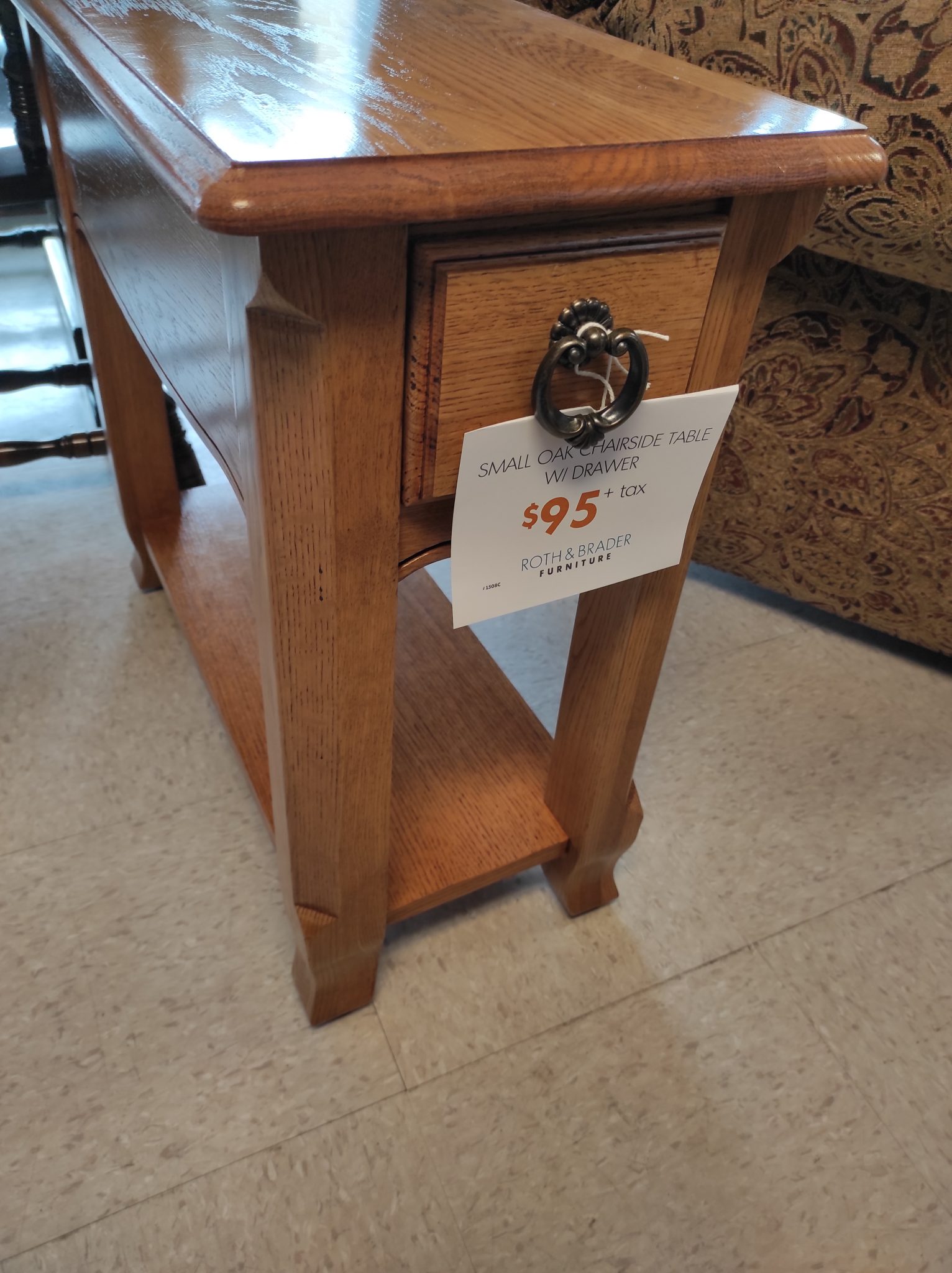 Narrow Solid Oak End Table Roth & Brader Furniture