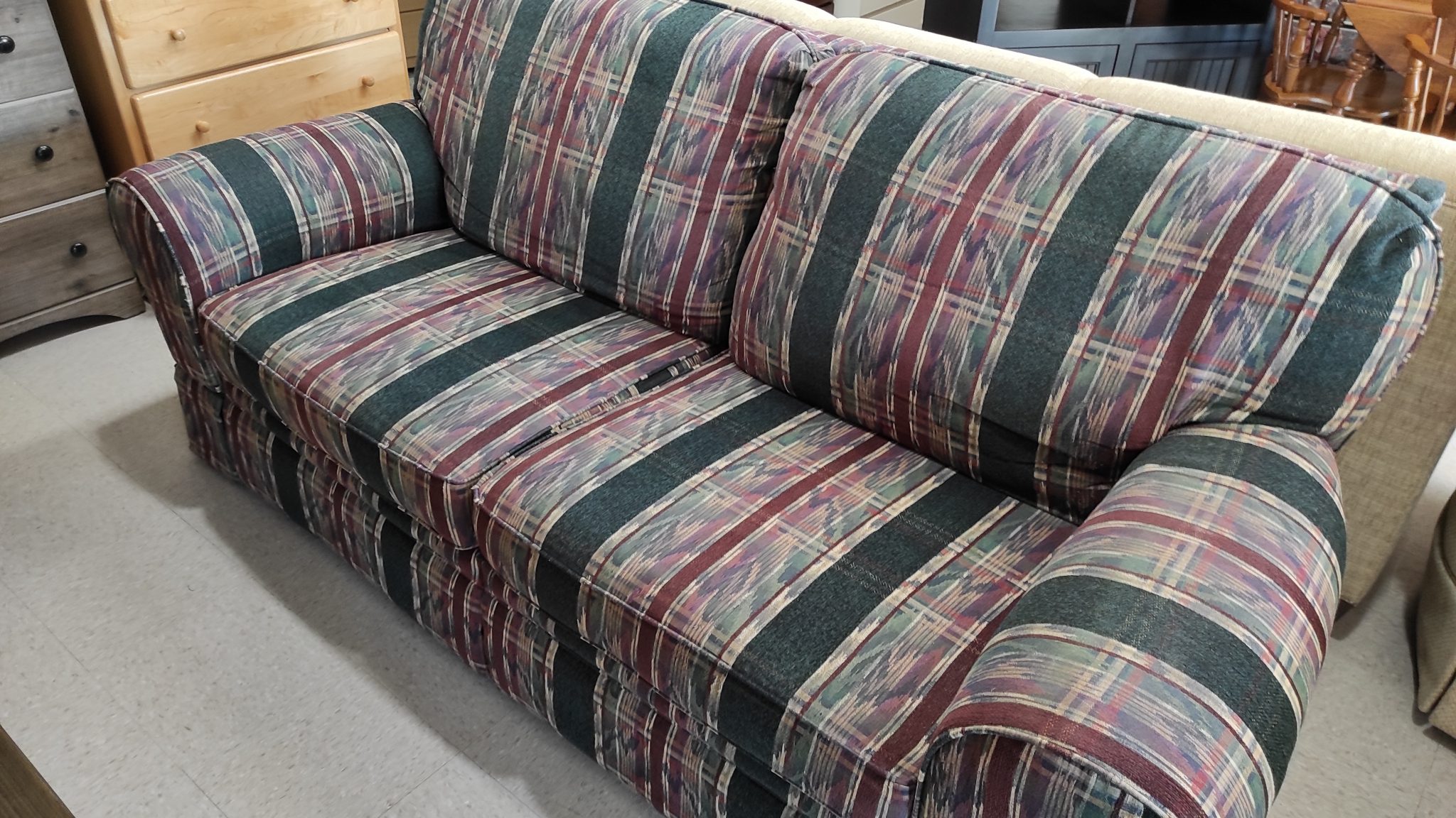 Burgundy And Green Reclining Sofa Roth & Brader Furniture