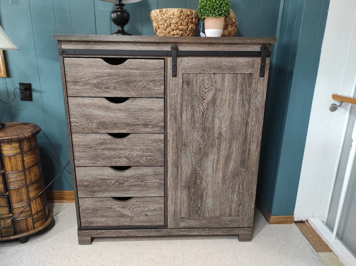 Weathered Gray Sliding Barn Door Chest Roth & Brader Furniture
