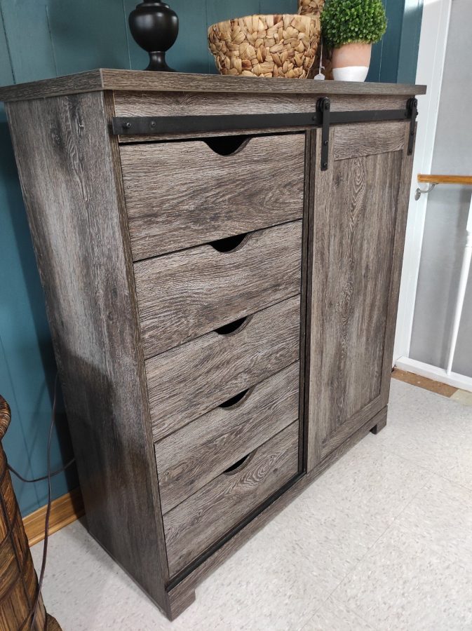 Weathered Gray Sliding Barn Door Chest Roth & Brader Furniture