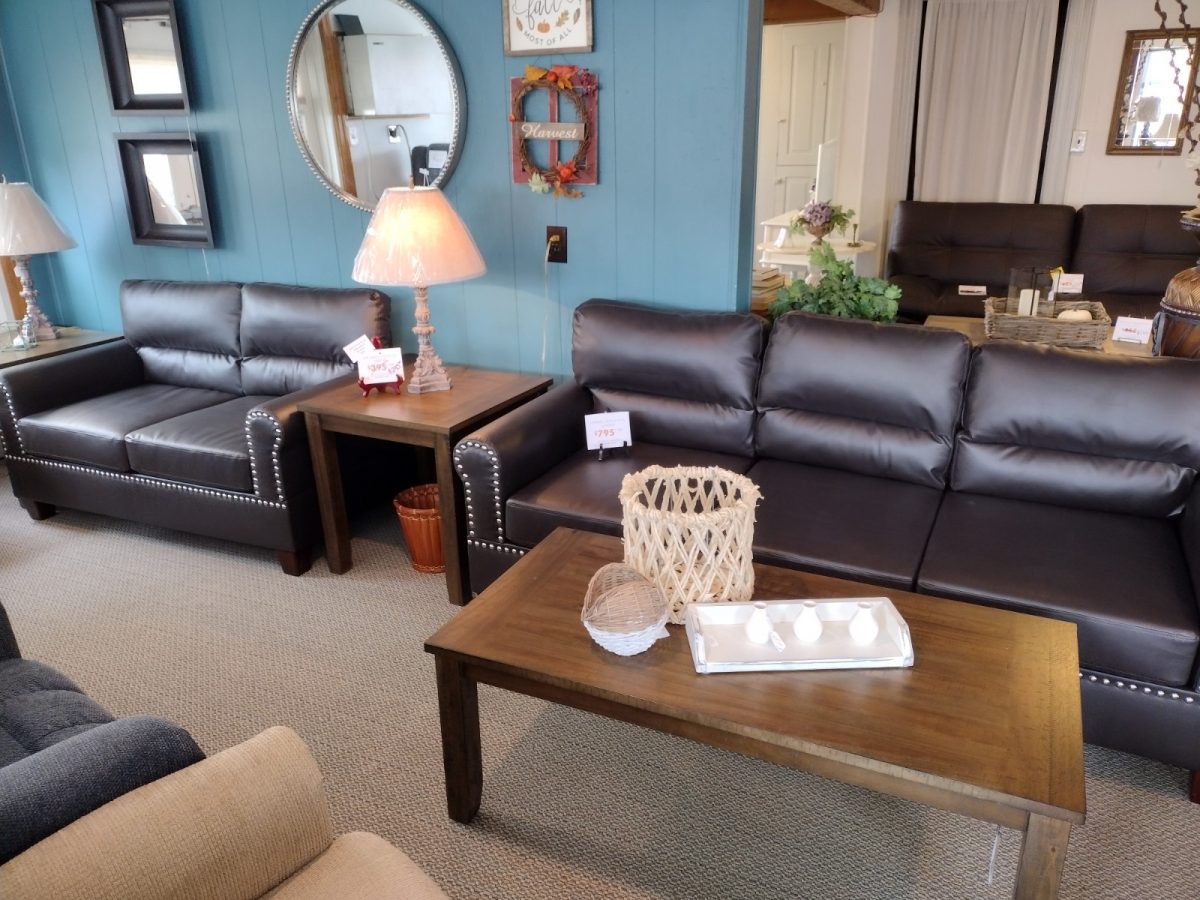 ESPRESSO VINYL SOFA & LOVESEAT