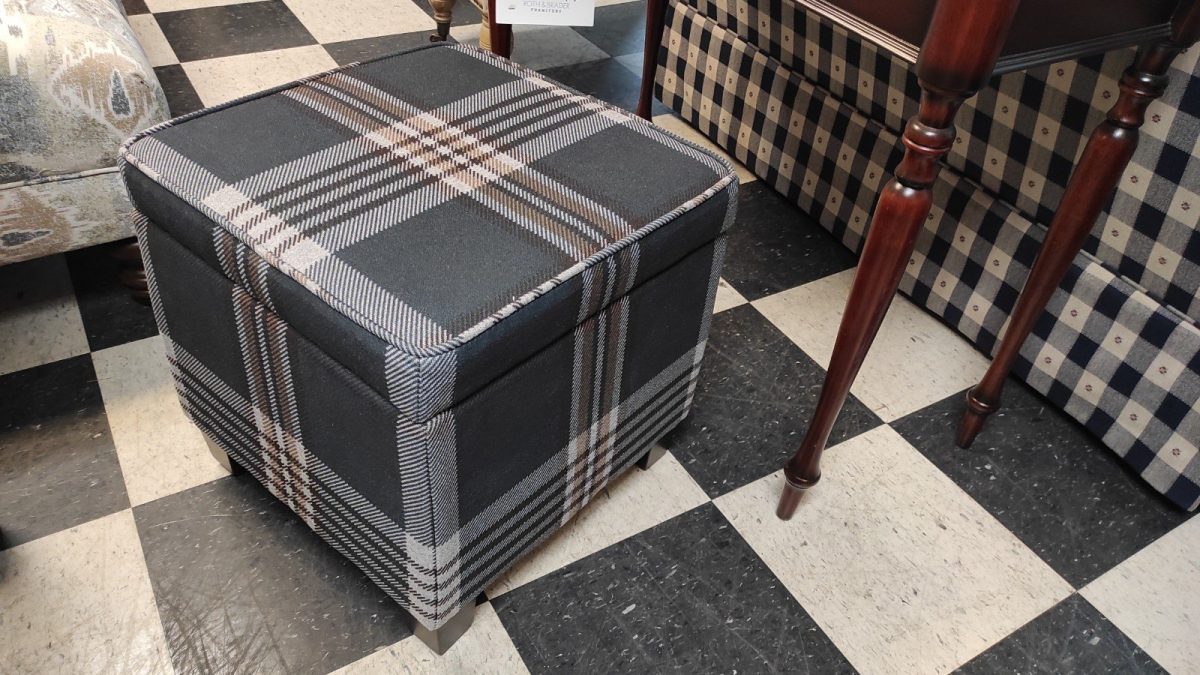 Navy Plaid Storage Ottoman | Roth & Brader Furniture