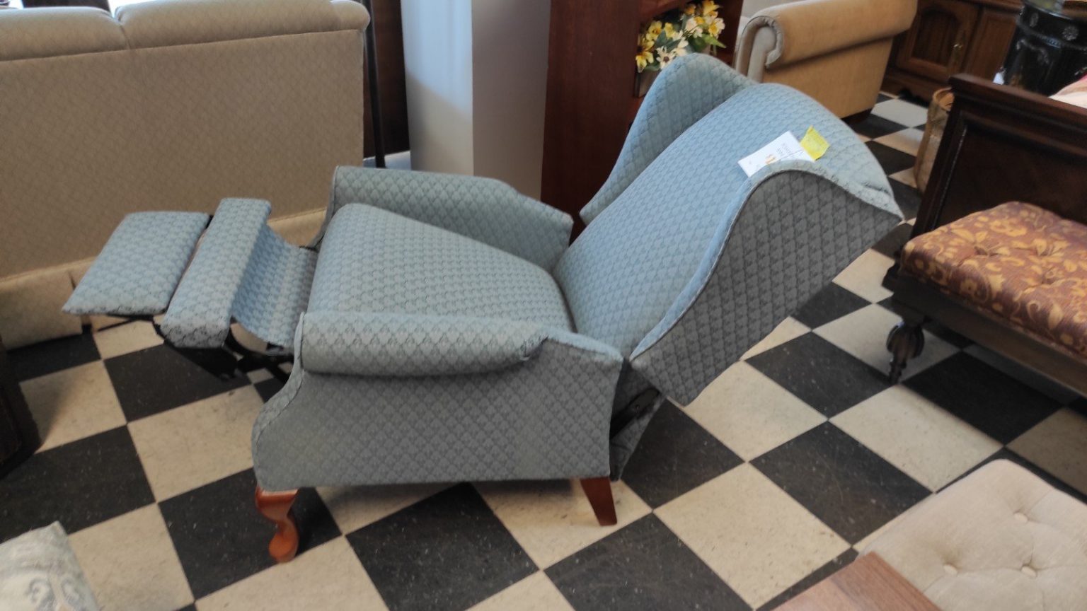 Powder Blue Queen Anne Leg Recliner Roth & Brader Furniture