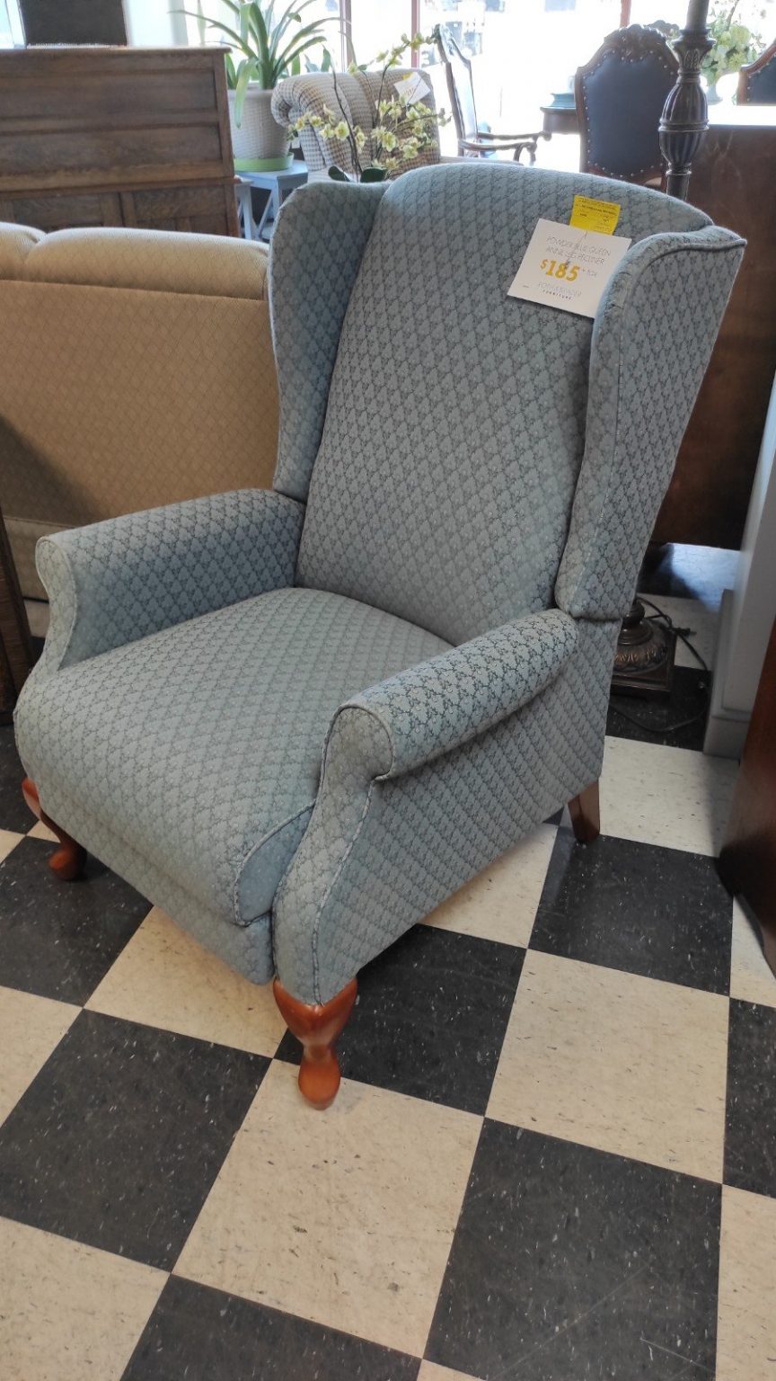 Powder Blue Queen Anne Leg Recliner Roth & Brader Furniture