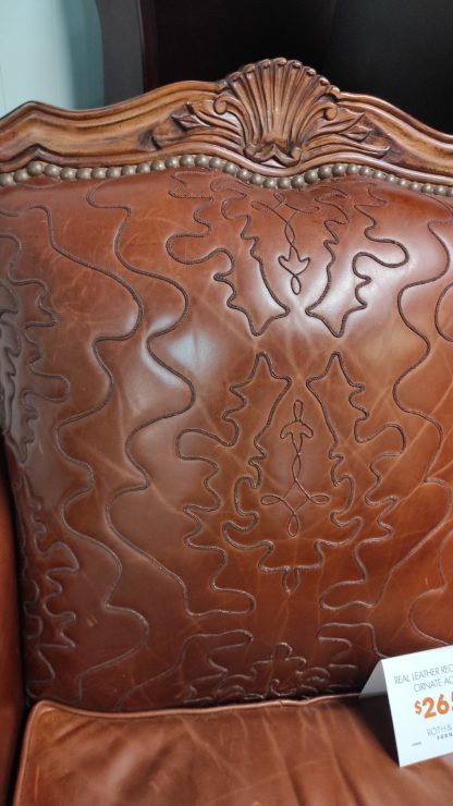 Real Leather Recliner With Ornate Accents - Image 2