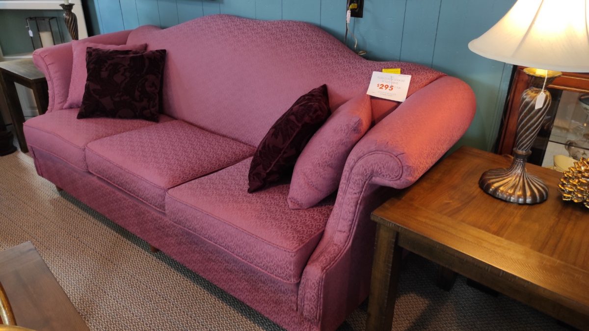 Plum Colored Sofa With Rolled Arms Roth & Brader Furniture