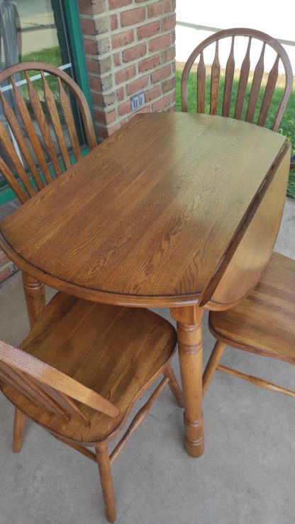 Rustic Oak Dropleaf Table & 4 Chairs - Image 3