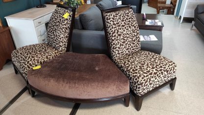2 Animal Print Chairs & Stool