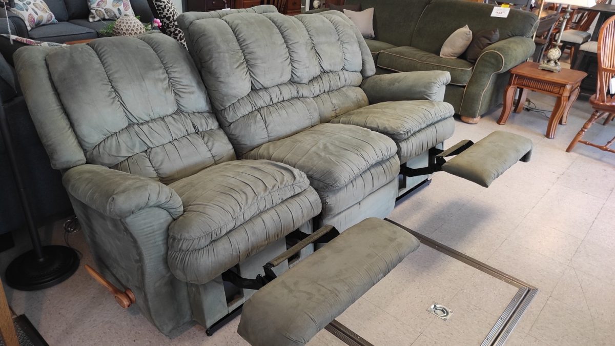 Green LaZBoy Double Reclining Sofa Roth & Brader Furniture