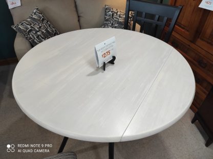 Pub Height Dropleaf Table W/ 2 Gray Stools - Image 4