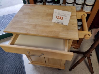 Natural Color Kitchen Cart On Wheels - Image 4