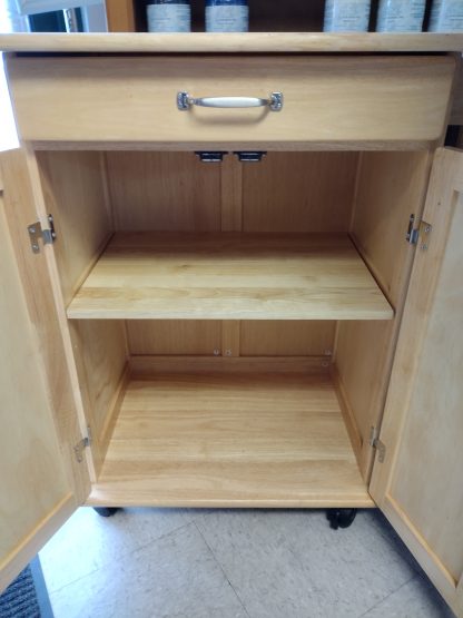 Natural Color Kitchen Cart On Wheels - Image 3