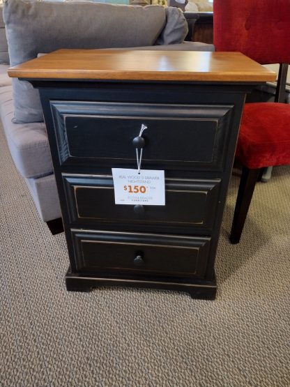 Real Wood 3 Drawer Nightstand