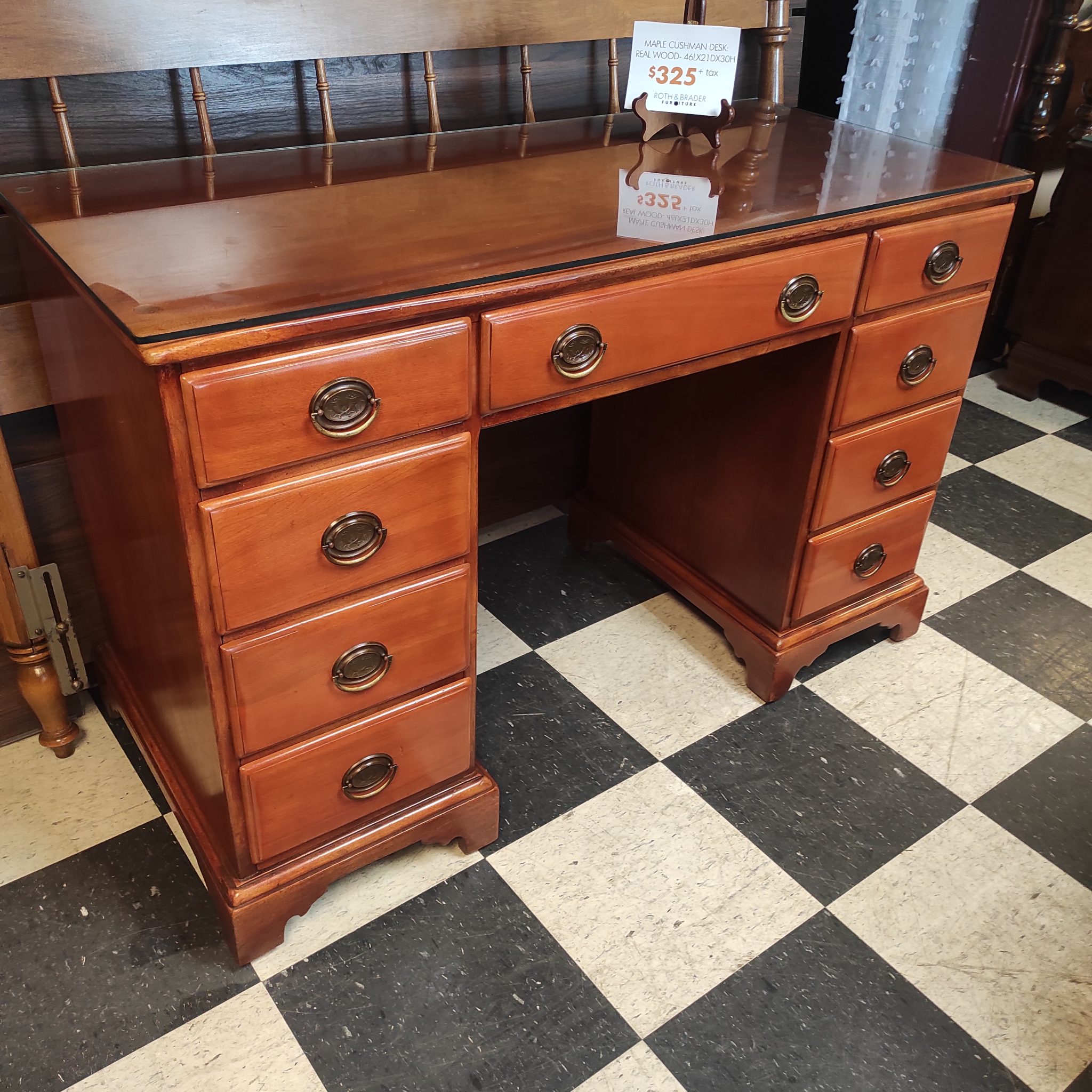 Maple Cushman Desk Real Wood Roth & Brader Furniture