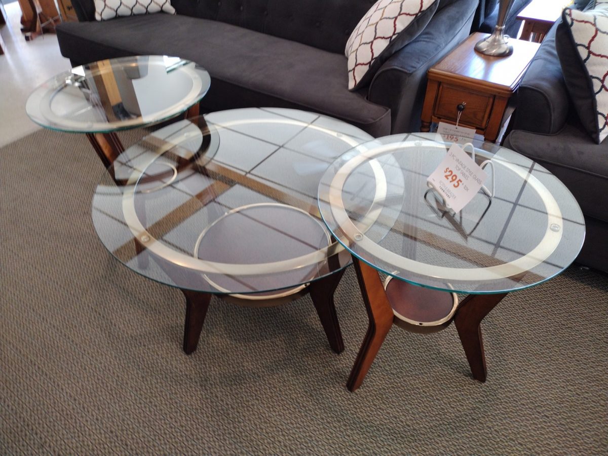 3 Pc Vintage Style Glass Top Tables Roth & Brader Furniture