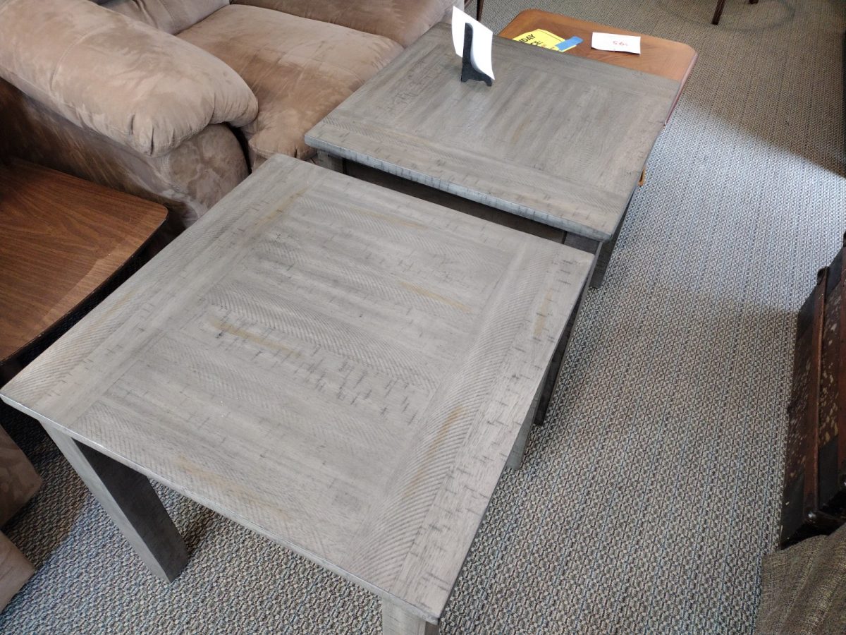 2Pc Charcoal Gray Sawtooth End Tables Roth & Brader Furniture