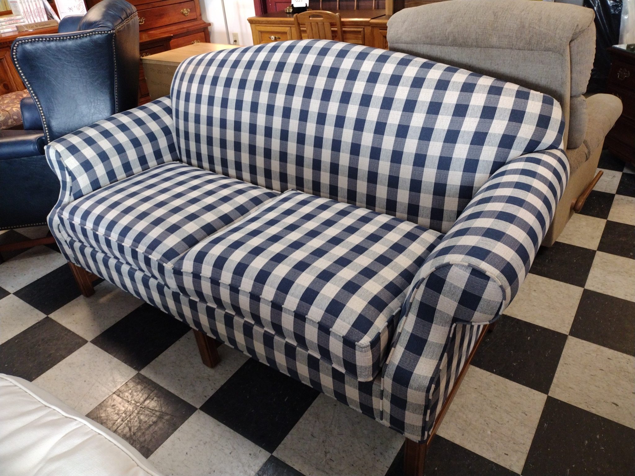 Blue Plaid Sofa By Lancer Roth & Brader Furniture