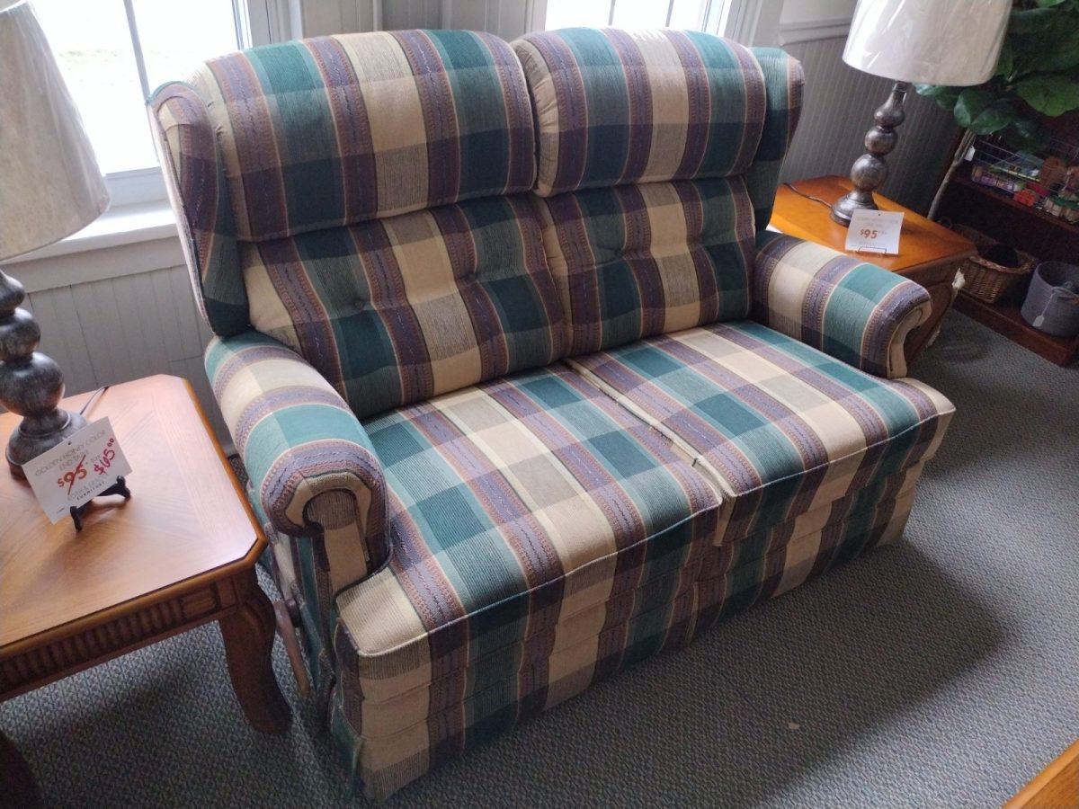 Plaid Reclining Lazboy Loveseat Roth & Brader Furniture