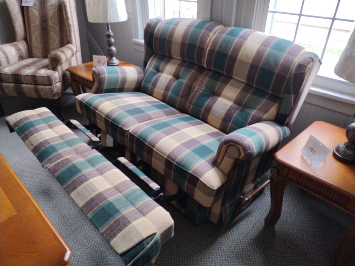 Plaid Reclining Lazboy Loveseat Roth & Brader Furniture