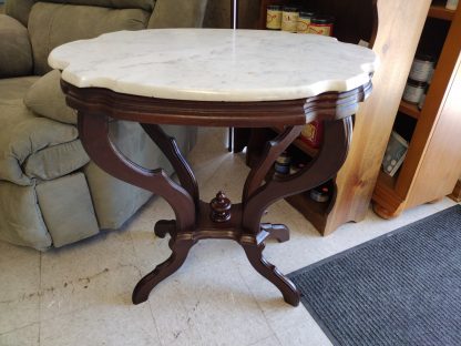 Mahogany Marble Accent Table: 29X17Dx29H