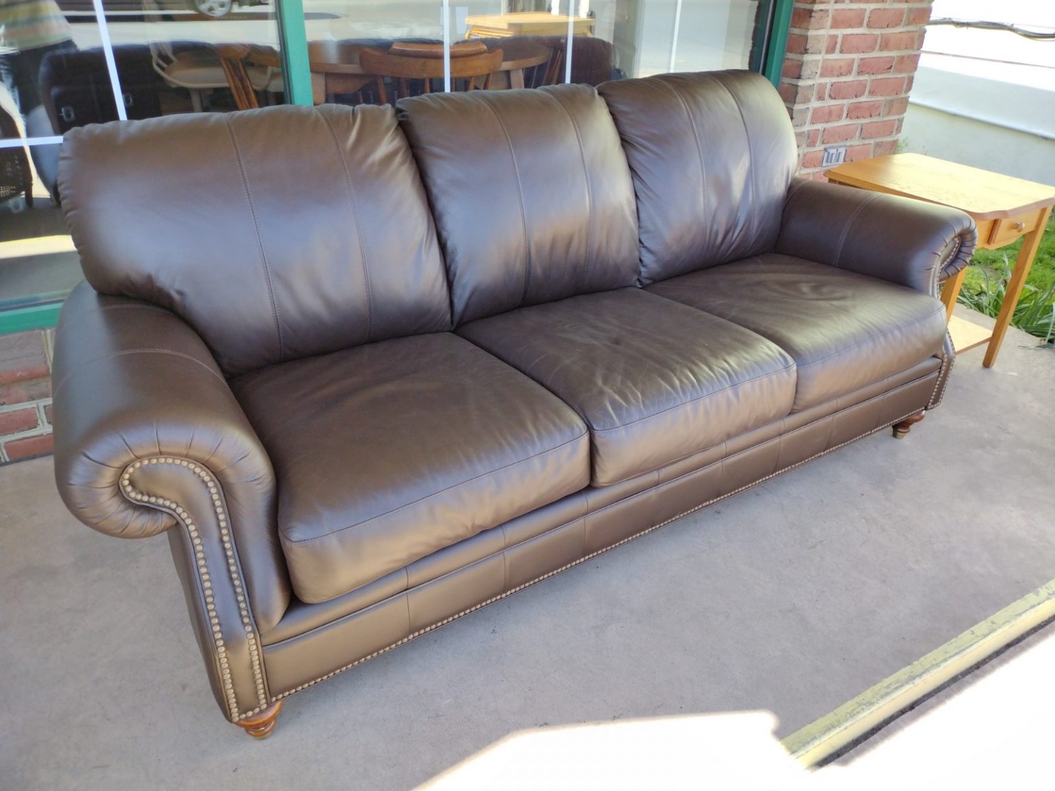 Ethan Allen Brown Leather Sofa Roth & Brader Furniture