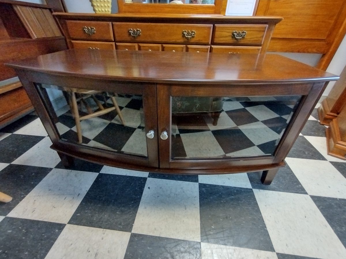 Cherry Finish Glass Door Tv Stand Roth & Brader Furniture