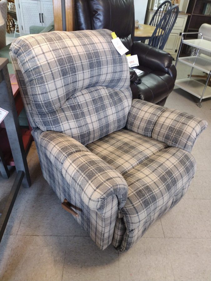 Blue & Gray Plaid Rocker Recliner Roth & Brader Furniture