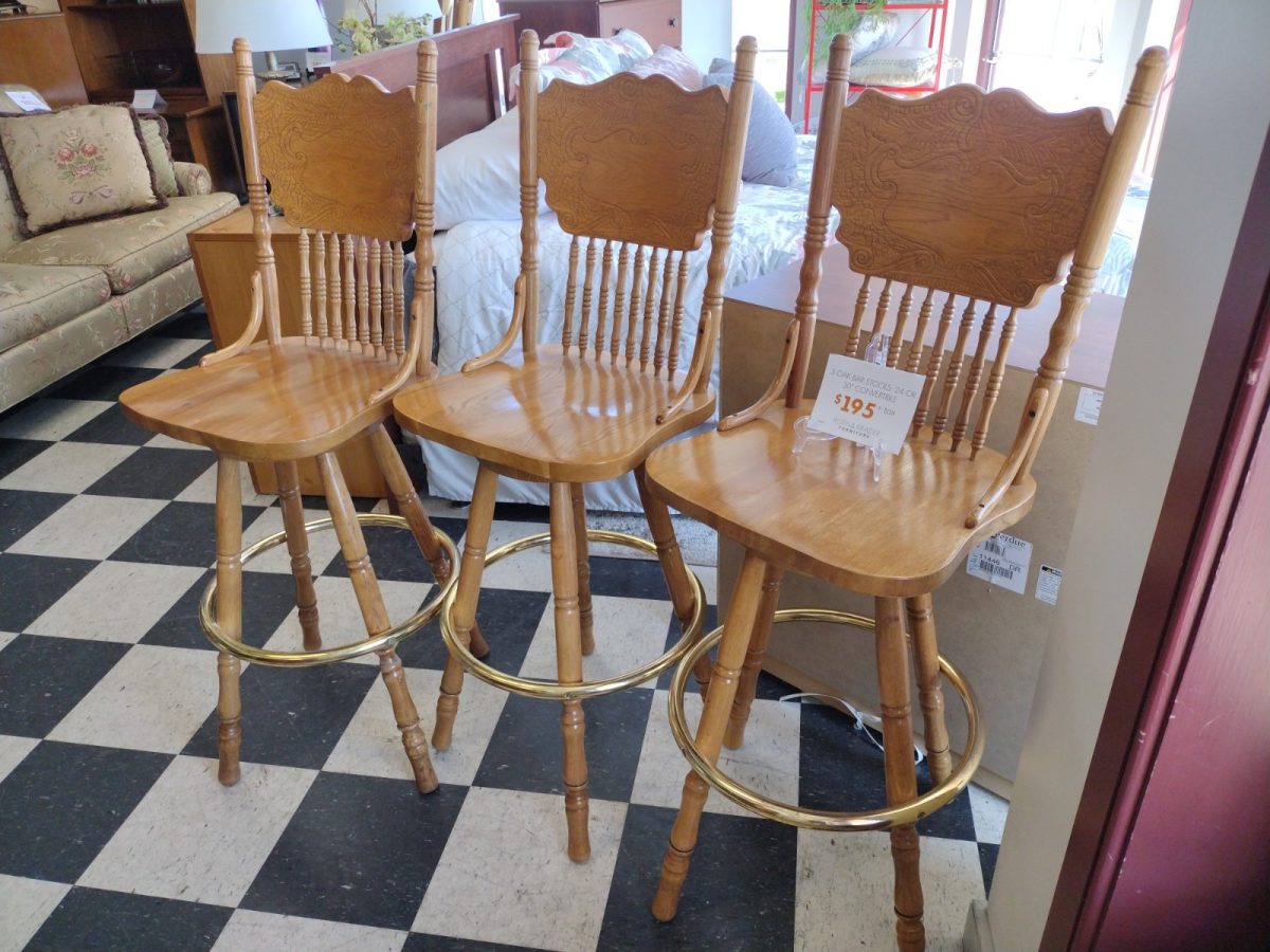 3 Oak Bar Stools 24 or 30" Convertible Roth & Brader Furniture