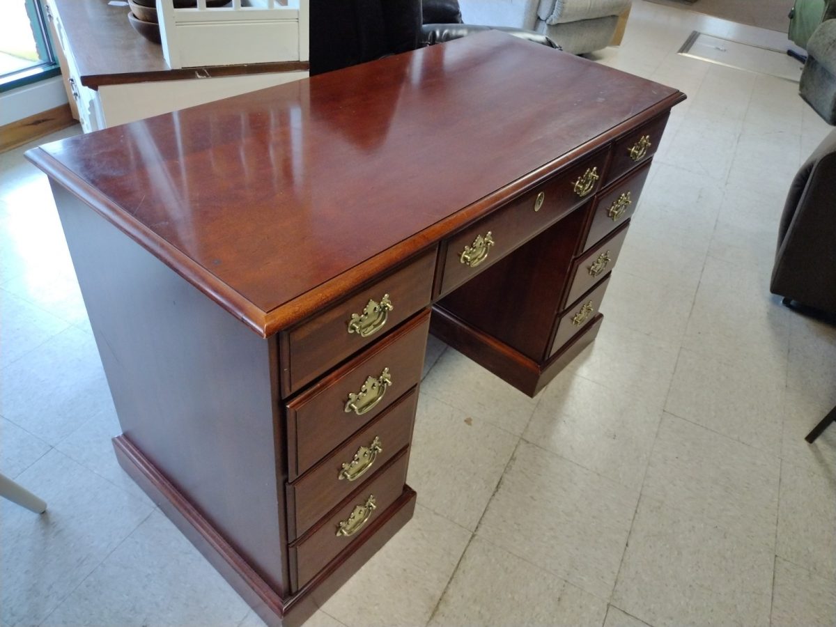 Double Pedestal Cherry Desk with Locking Key Roth & Brader Furniture