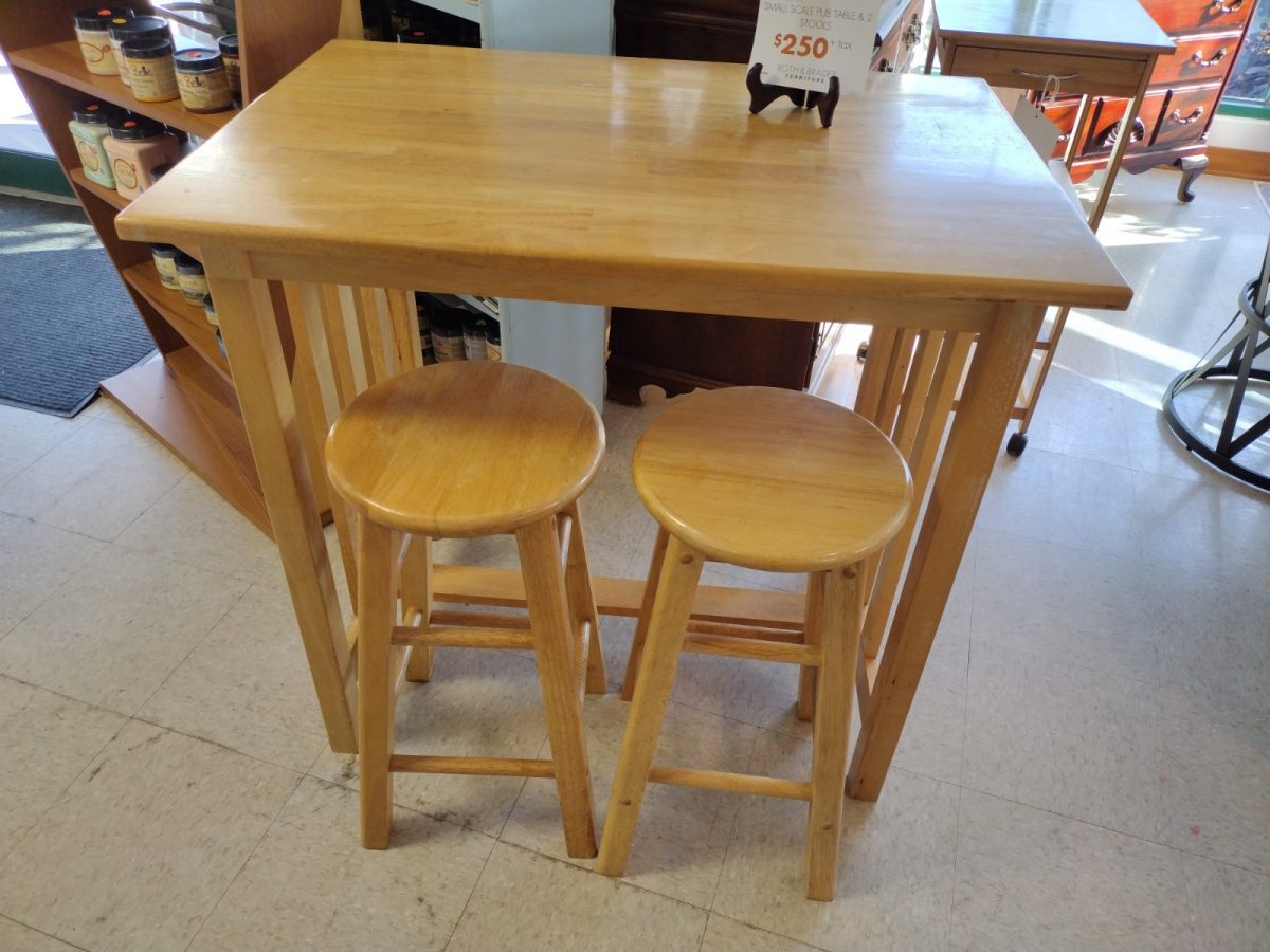 Small Scale Pub Table and 2 Stools Roth & Brader Furniture