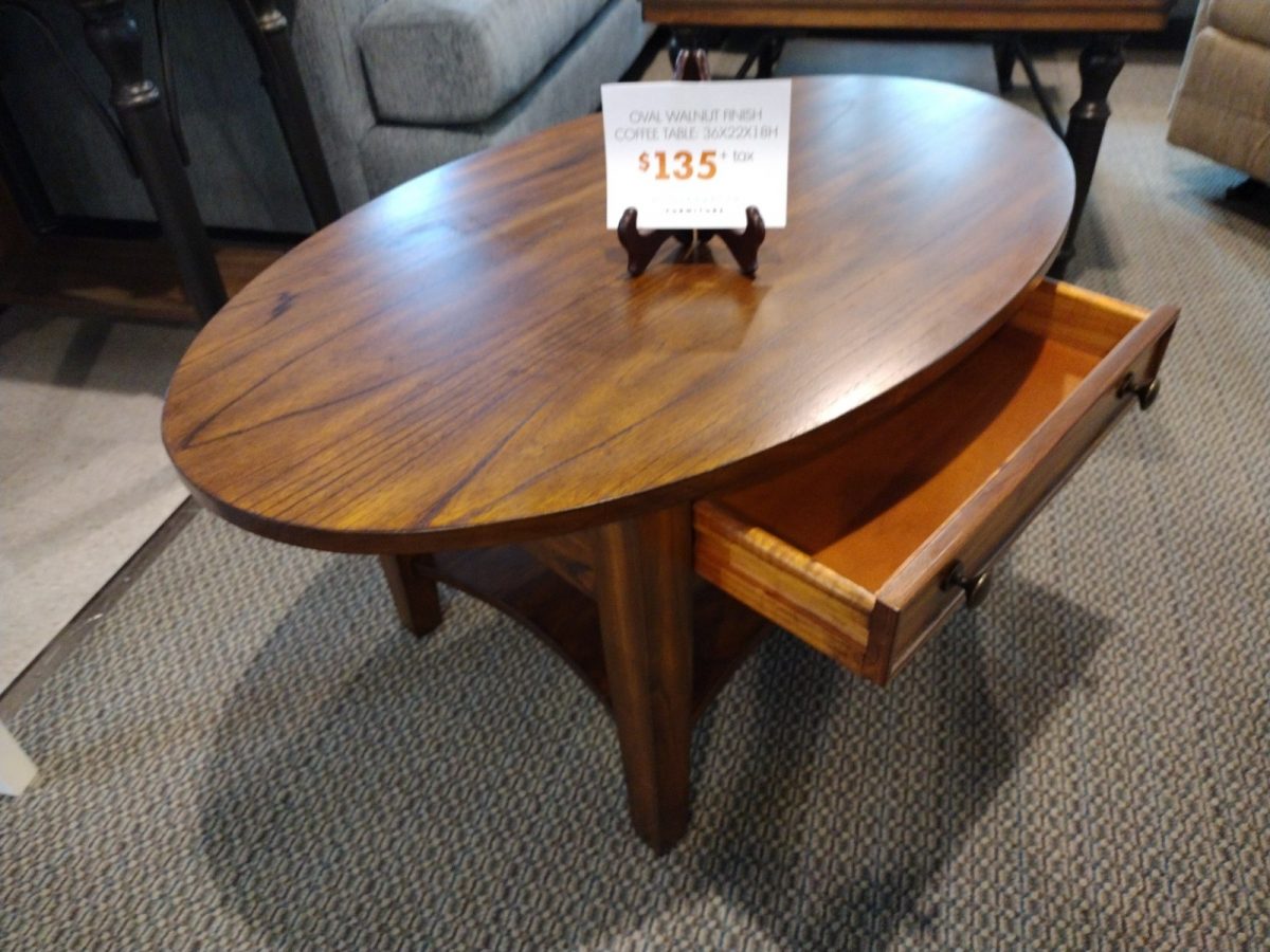 Oval Walnut Finish Coffee Table | Roth & Brader Furniture