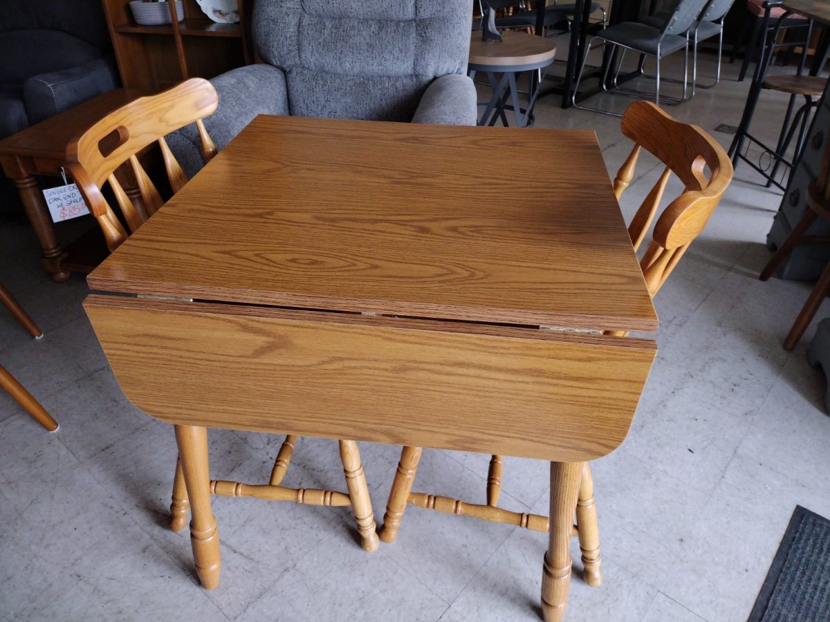 Formica Drop Leaf Table, 2 Chairs Roth & Brader Furniture