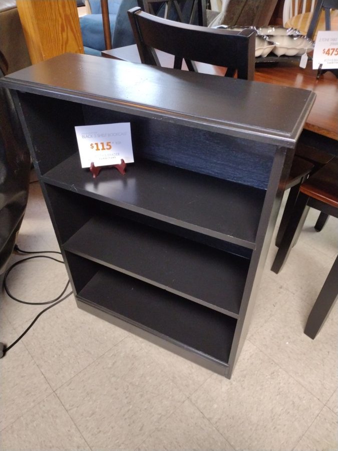 Black 3 Shelf Bookcase Roth & Brader Furniture