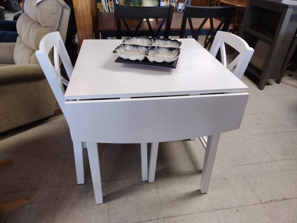 White Drop Leaf Table & 2 Chairs Roth & Brader Furniture