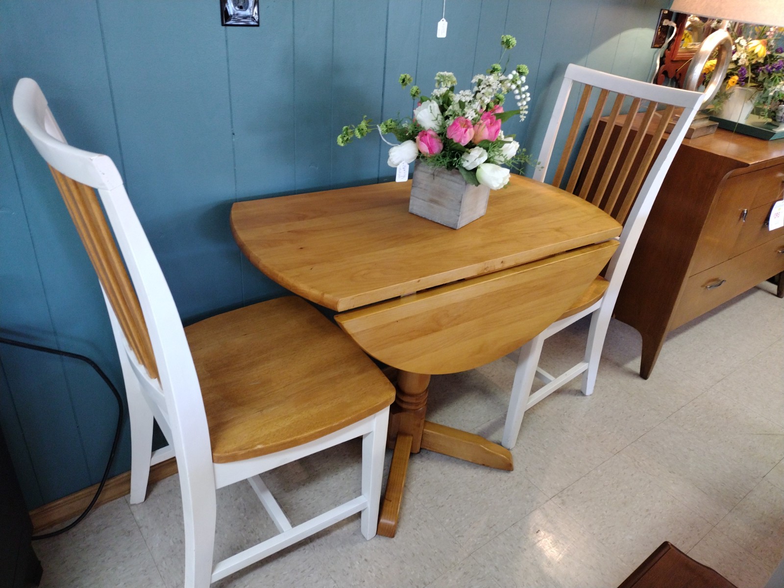 Natural Finish and Cream Color Drop Leaf Set | Roth & Brader Furniture