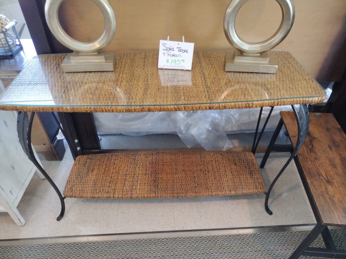 Glass Top Rattan Sofa Table Roth & Brader Furniture