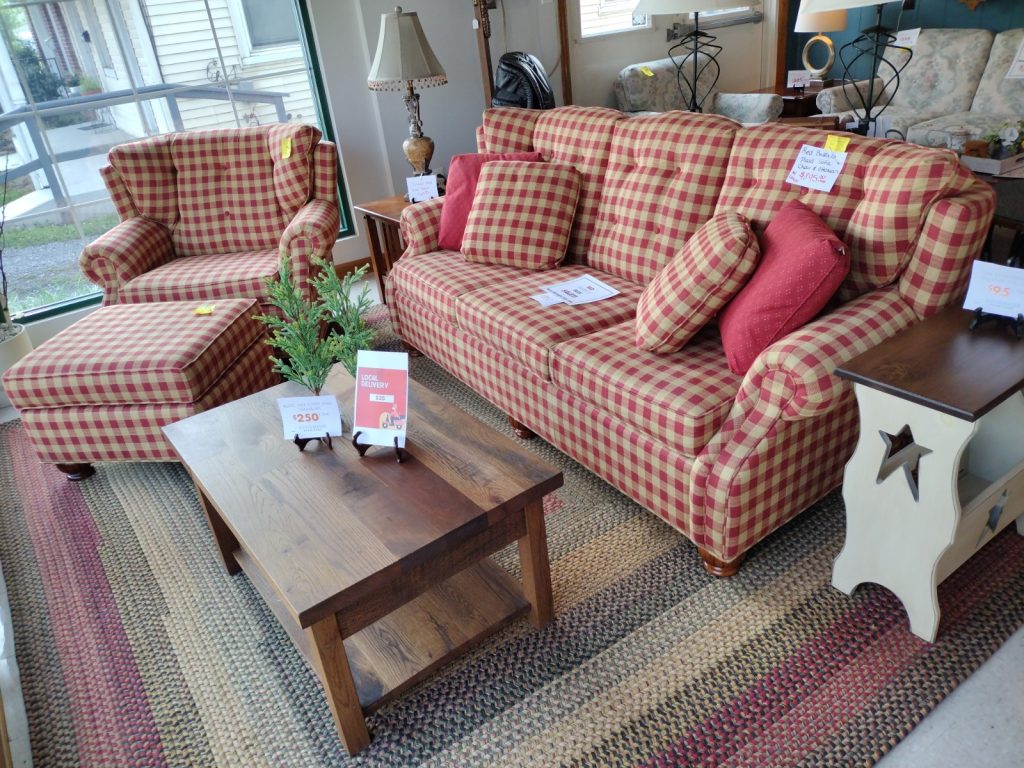 Red Buffalo Plaid Sofa & Chair by Lancer Roth & Brader Furniture