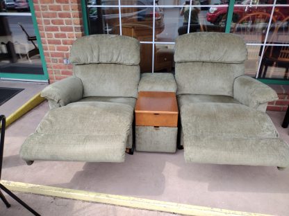 Green LaZBoy Double Reclining Sofa