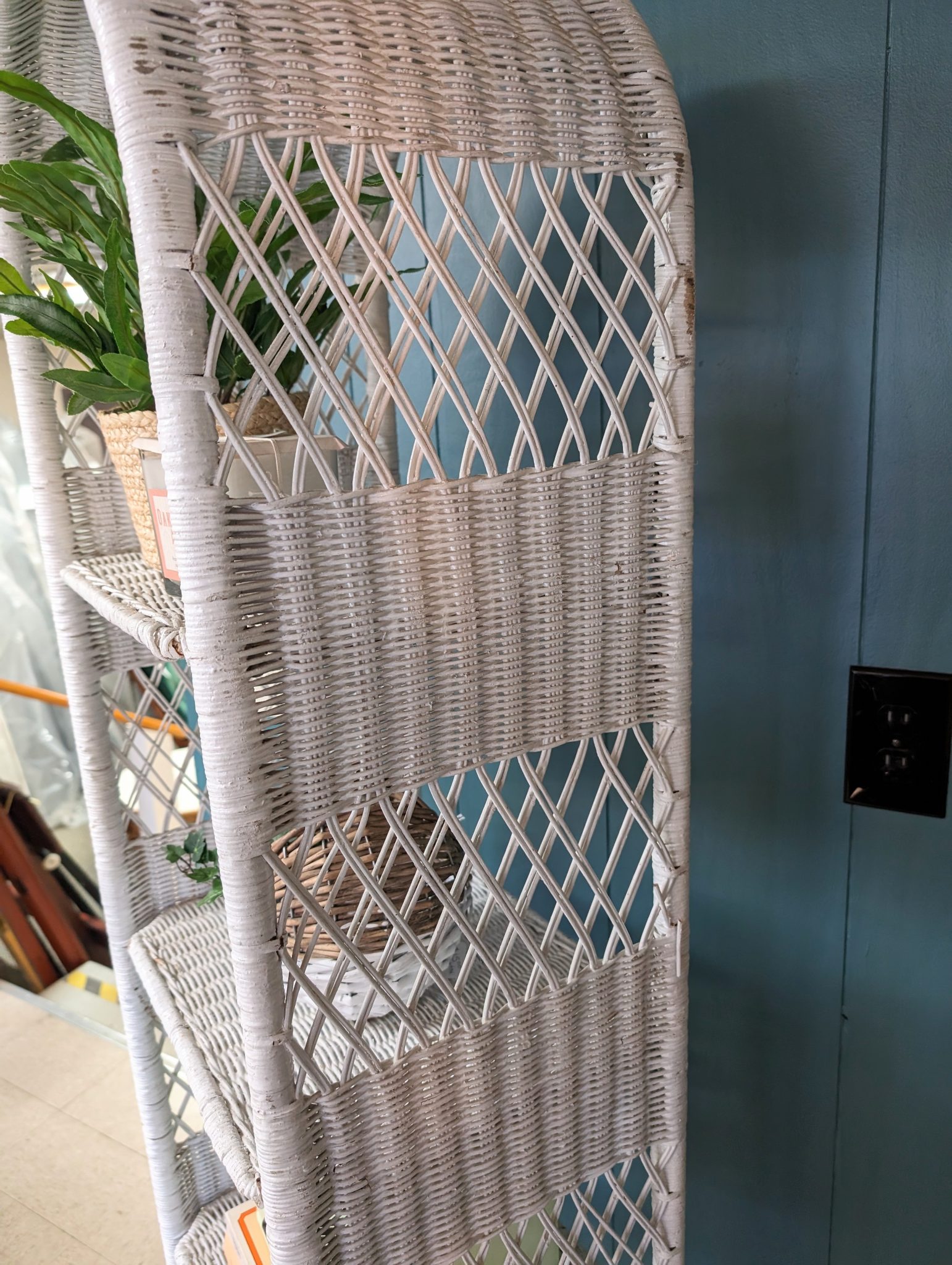 White Wicker Shelving Unit | Roth & Brader Furniture
